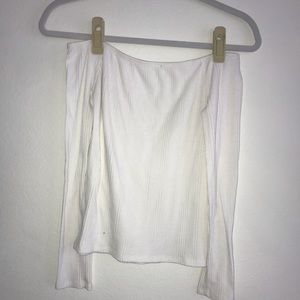 White off the shoulder long sleeve top